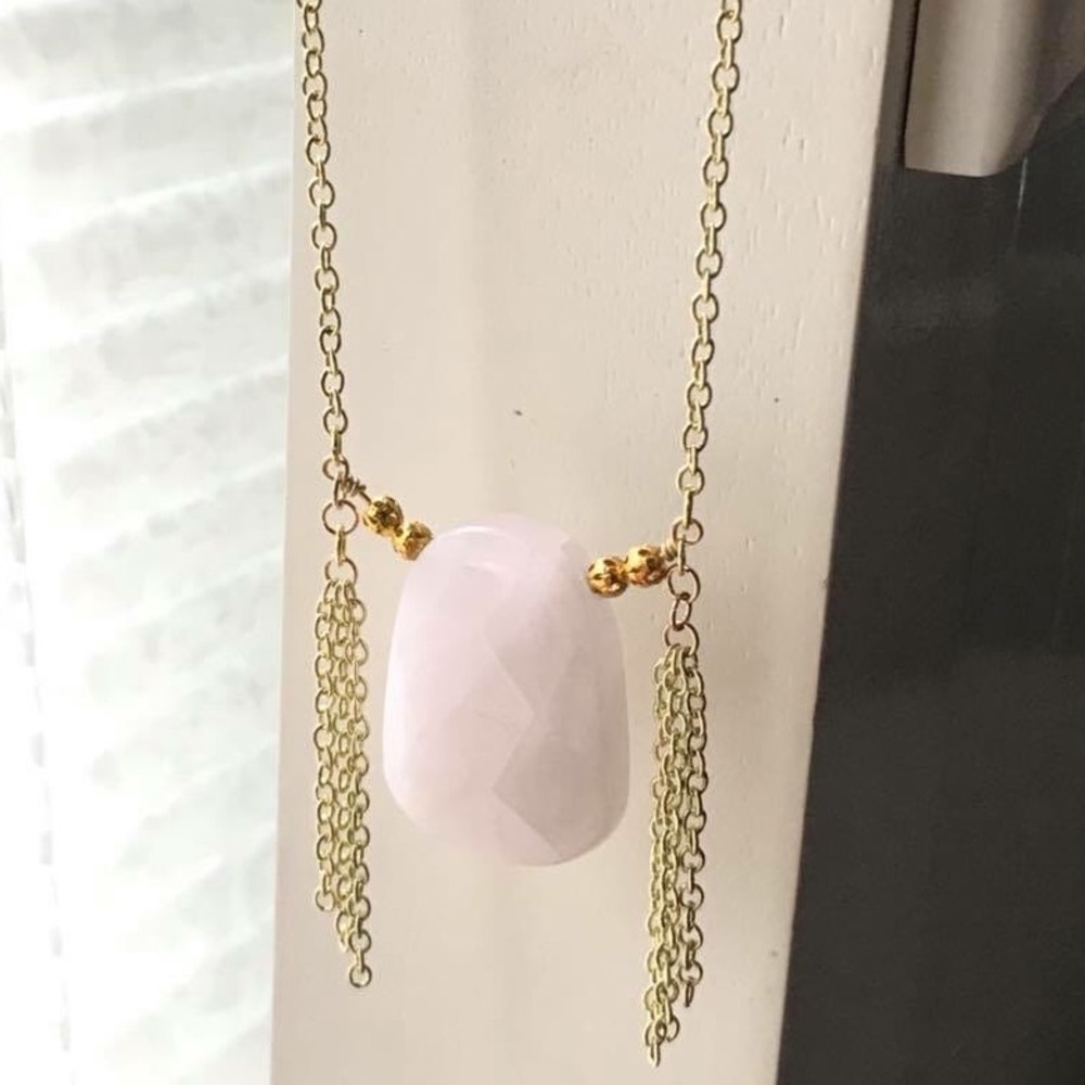 Super cute handmade rose quartz necklace